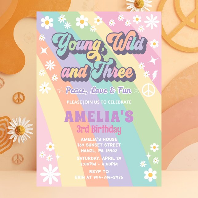 Young Wild and Three Birthday Invite | Girl Party (Creator Uploaded)