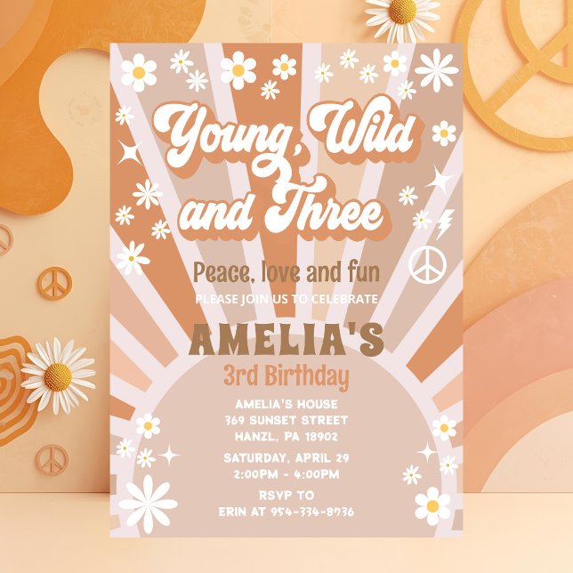 Young Wild and Three Birthday Invite | Girl Party  (Creator Uploaded)