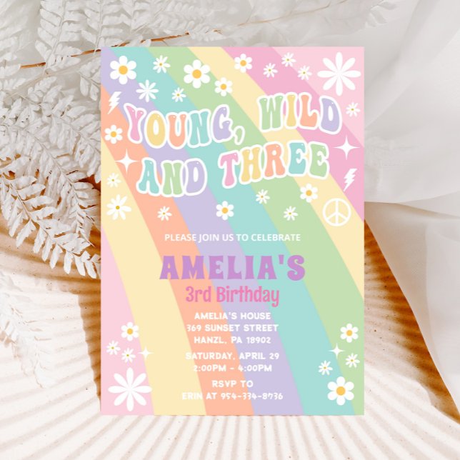 Young Wild and Three Birthday Invite | Girl Party (Creator Uploaded)