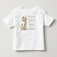 Young Wild and Three Birthday Jungle Baby T-Shirt