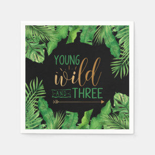 Young, Wild and Three Birthday Party Invitation Napkins