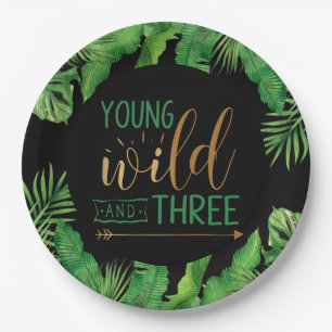 Young, Wild and Three Birthday Party Invitation Paper Plates