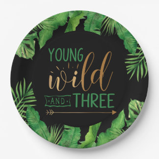 Young, Wild and Three Birthday Party Invitation Paper Plates