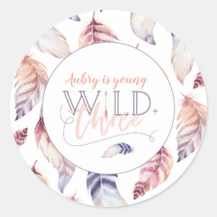 Young, wild and three birthday stickers