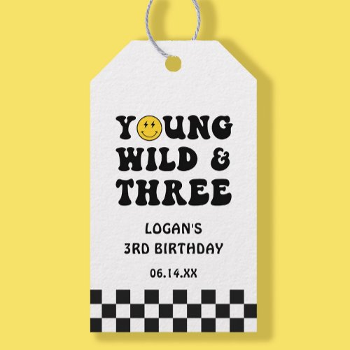 Young Wild and Three Boy 3rd Birthday Gift Tag