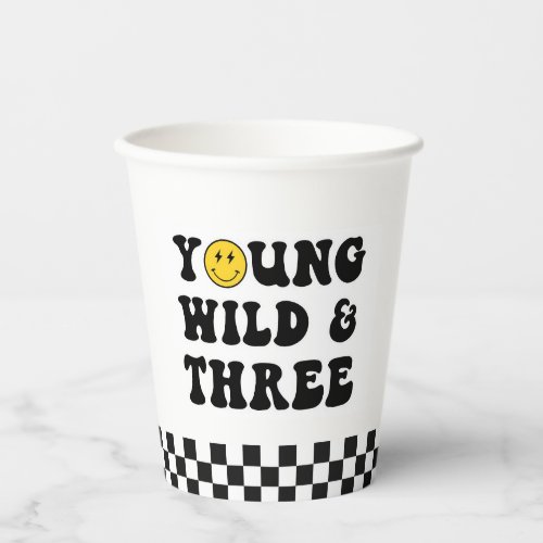 Young Wild and Three Boy 3rd Birthday Party  Paper Cups