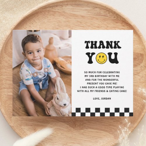 Young Wild and Three Boy 3rd Birthday Photo Thank You Card