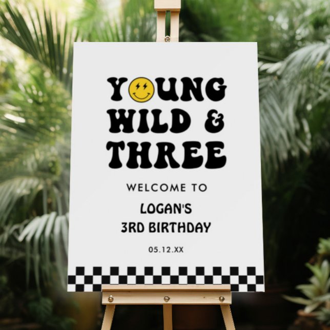 Young Wild and Three Boy 3rd Birthday Welcome Sign (Creator Uploaded)