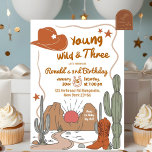 Young Wild and Three Desert Cowboy Birthday Invitation<br><div class="desc">Yeehaw Rodeo Western Boy Birthday Party, Disco Ball Cowboy First Rodeo Birthday Party, Country Cowboy Party, Desert Cactus Kids Birthday, Wild West Cowboy Birthday Party, Western Pony Kids Birthday Party, Cowgirls First Rodeo Birthday Party, Cowboys Country Rodeo Birthday Invitation, Yeehaw Rodeo Western Birthday Boy, Boots Sheriff and Desert Birthday Party...</div>