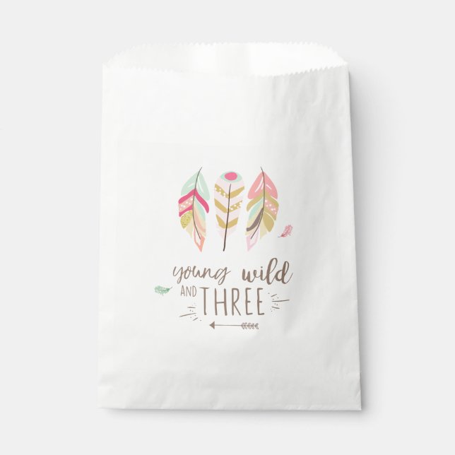 Young Wild and three favor bag Boho Feathers (Front)