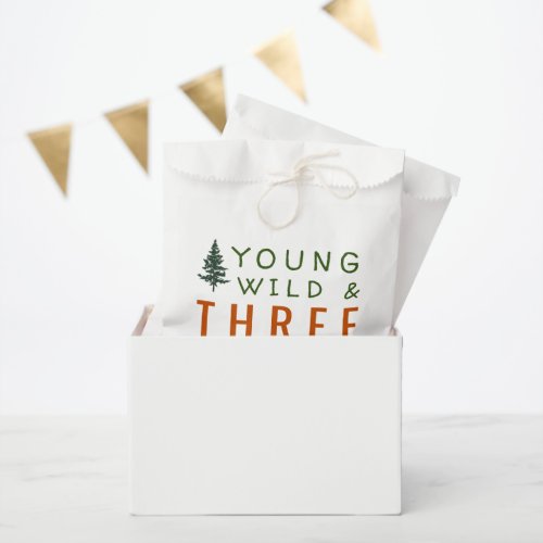 Young Wild and Three Forest Birthday Party Favor Bag