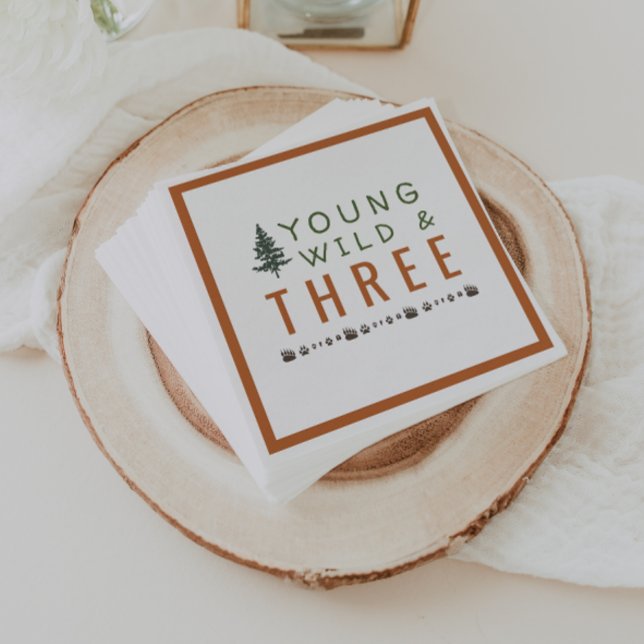 Young Wild and Three Forest Birthday Party Napkins (Creator Uploaded)