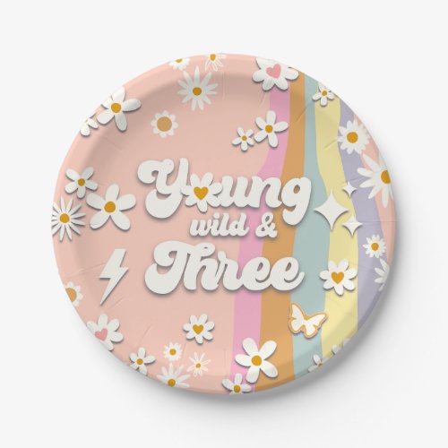 Young Wild and Three Groovy 3rd Birthday Plate