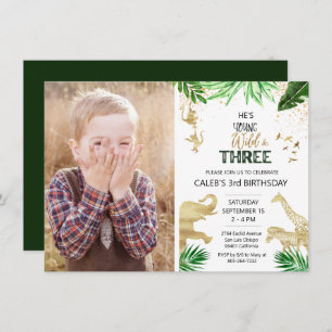 Young Wild And Three Jungle Invitation