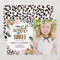 Young Wild And Three Jungle Leopard Print Birthday