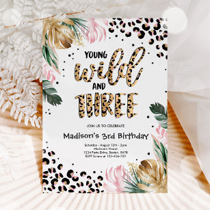 Editable Groovy Young Wild and Three 3rd Birthday Invite -  Norway