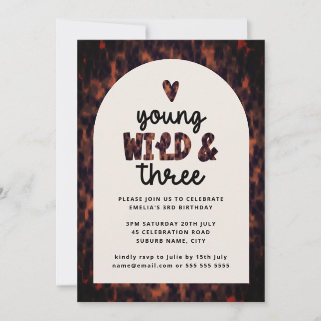 Young Wild and Three Jungle Safari 3rd Birthday Invitation (Front)