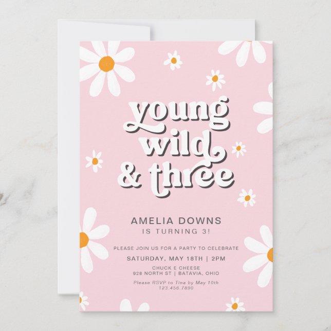 Young Wild And Three Kids Birthday Party Invitation (Front)