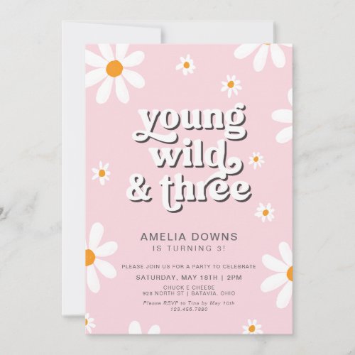 Young Wild And Three Kids Birthday Party Invitation