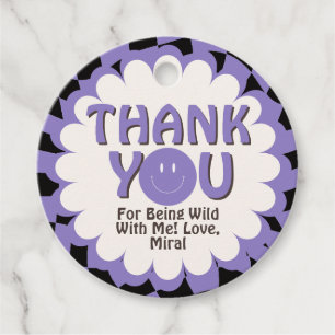 Young Wild and Three Lavender 3rd Birthday Party Favor Tags