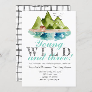 Young wild and three mountain birthday invite