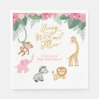 Young Wild and Three - Pink Safari Girl's 3rd