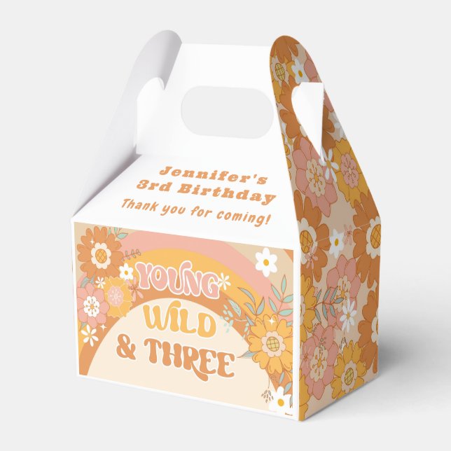 Young wild and three retro 70s birthday Favor Box (Front Side)