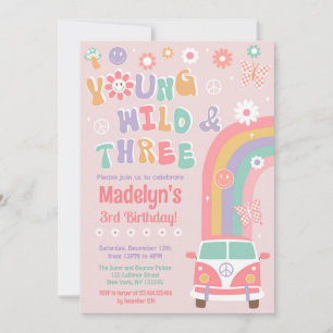Young Wild and Three Retro Birthday Invitations
