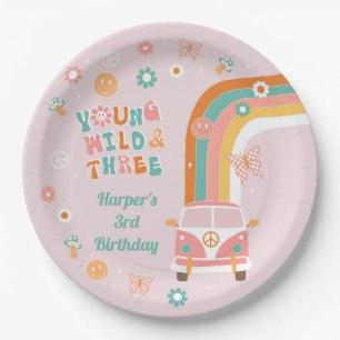 Young Wild and Three Retro Boho Party Paper Bowls Plates