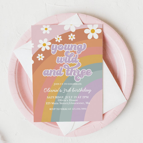 Young Wild and Three Retro Rainbow 3rd Birthday