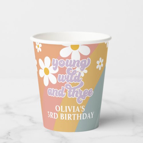Young Wild and Three Retro Rainbow Paper Cups