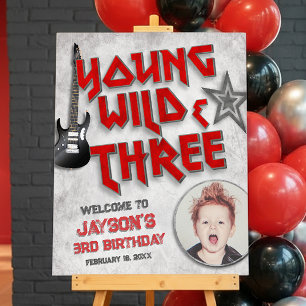 Young Wild and Three Rock Welcome Sign with Photo