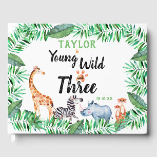 Young Wild And Three Safari 3rd Birthday Party Guest Book