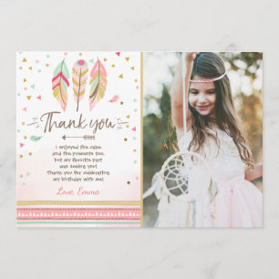 Young wild and three Thank You Card Feathers Boho