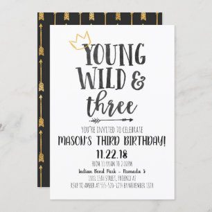 Young Wild and Three Third Birthday Invitation