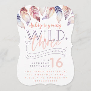 Young, wild and three third birthday invitation. invitation