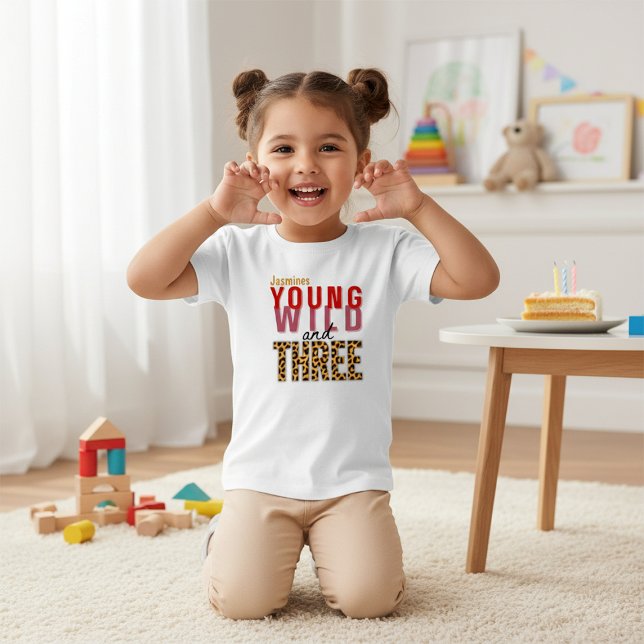 Young Wild and Three Tiger Tropical Birthday Toddler T-shirt (Creator Uploaded)