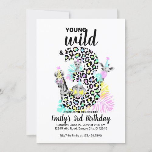 Young wild and three Wild 3rd Birthday invitation