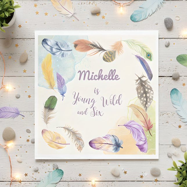Young Wild and Watercolor Boho Feathers  Napkins (Creator Uploaded)