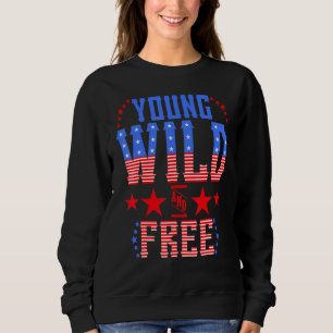 Young Wild & Free Memorial Day Patriotic Mom Girl Sweatshirt