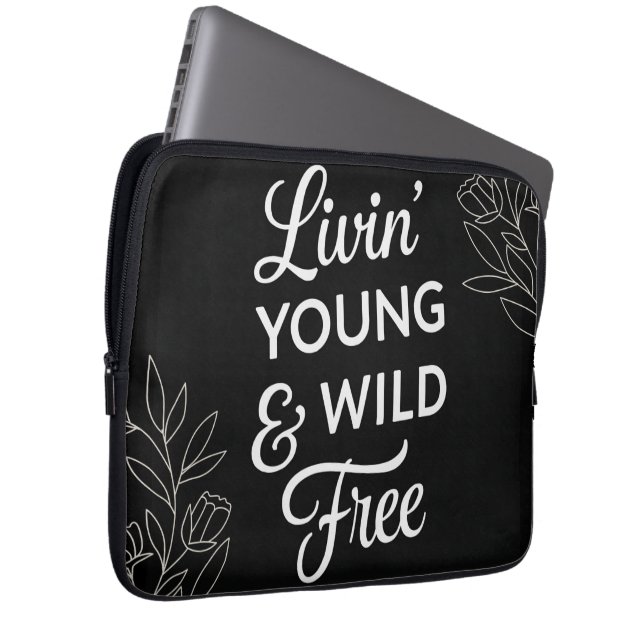 Young, Wild, & Free- Yin Yang Laptop Sleeve (Front Right)