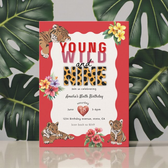 Young Wild Nine Tiger Jungle Birthday Invitation (Creator Uploaded)