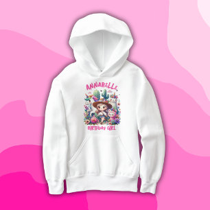 Young Wild Safari Girls Pink Monogram Name   Hoodie