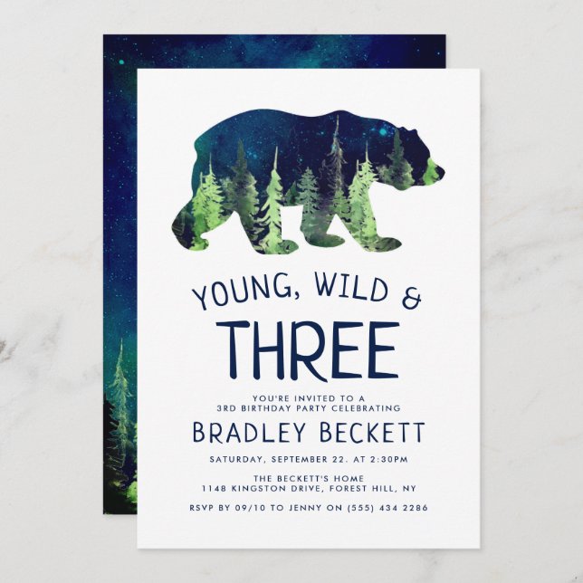Young, Wild & Three | 3rd Birthday Invitation (Front/Back)