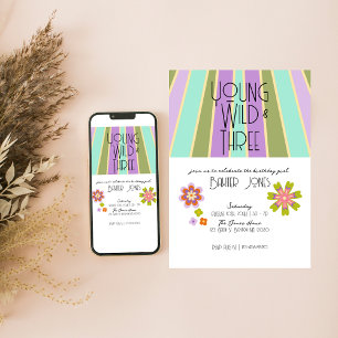 Young, Wild & Three 3rd Birthday Invite Cools