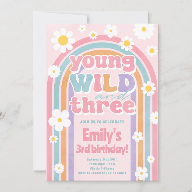 Young Wild Three 3rd Birthday Party Invitation (Front)