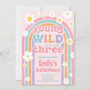 Young Wild Three 3rd Birthday Party Invitation
