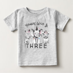 Young Wild &amp; Three | 3rd Birthday T Shirt