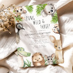 Young Wild & Three Aussie Animal Birthday Party Invitation<br><div class="desc">Experience the wild side of party planning with our unique 'Young Wild And Three' 3rd Birthday Kids Australian animal-themed invitation. This contemporary design fuses whimsical watercolor Aussie animals with trendy typography, setting the perfect scene for an unforgettable jungle journey into the third year of life. Available for both print and...</div>