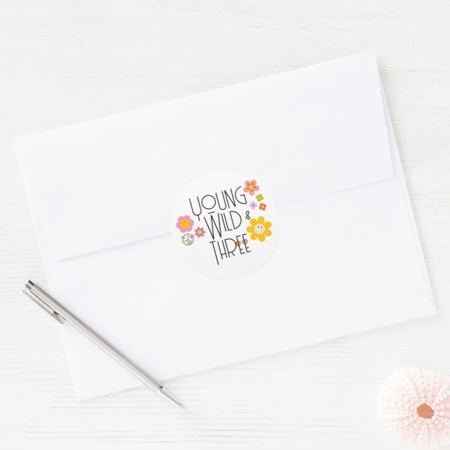 Young, Wild & Three | B-Day Favor Sticker | Smile (Envelope)